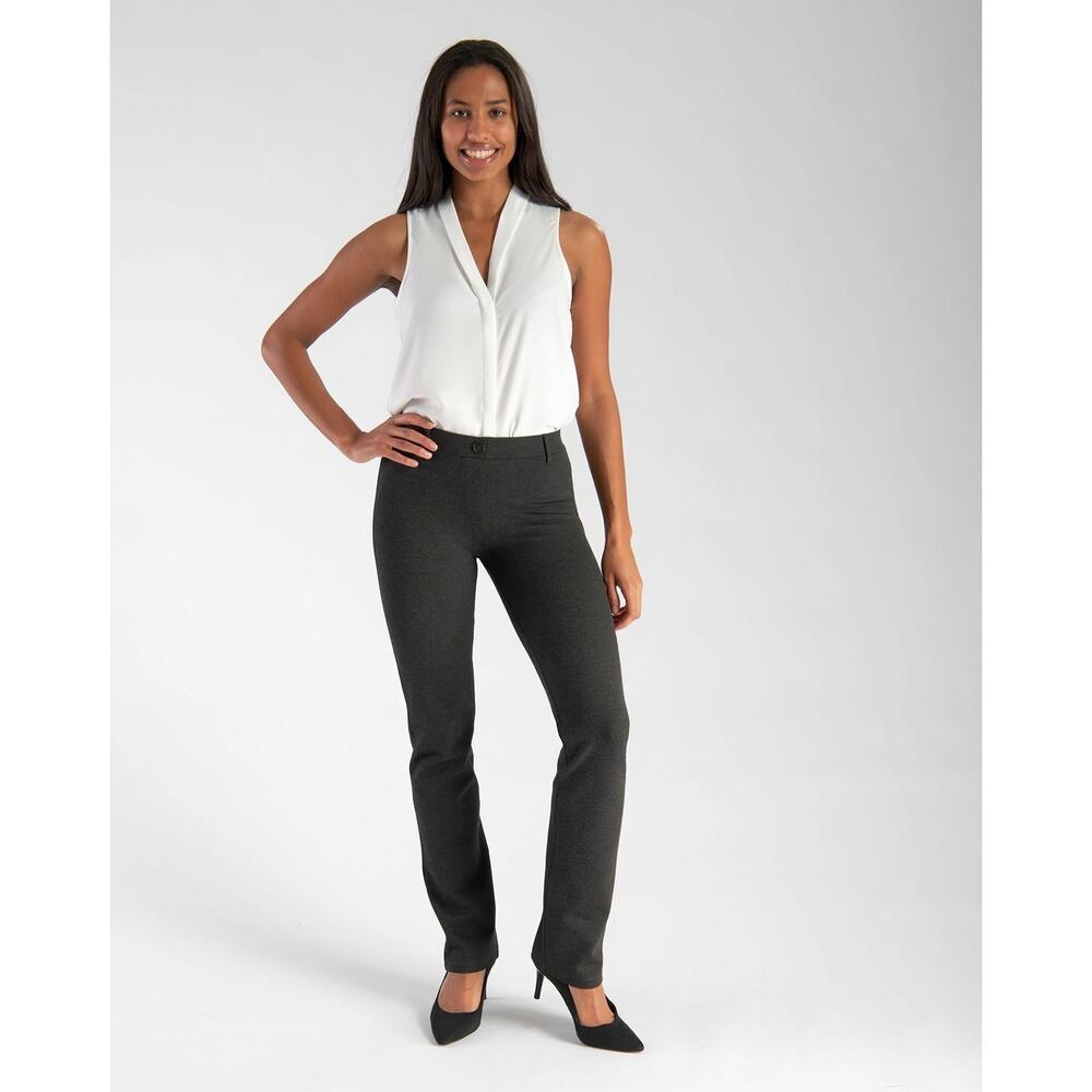 Betabrand Charcoal Gray Pull On Dress Pants Yoga Pants - Size Large - Mid Rise